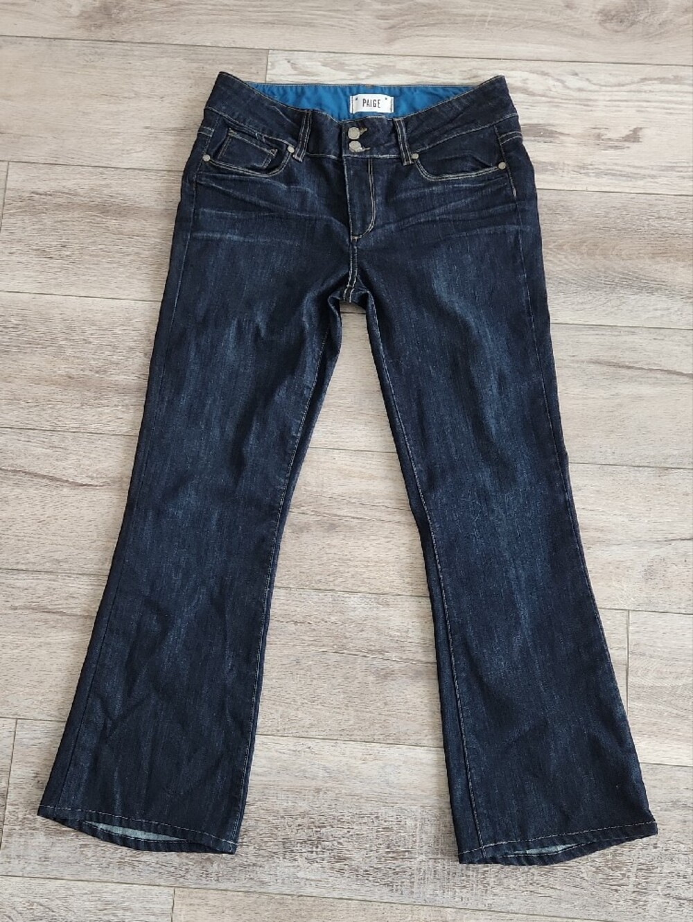 PAIGE Dark Indigo Flare Jeans Hidden Hills - Picture 12 of 15